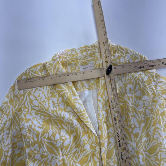 Skies‎ Are Blue Blazer Womens Small Yellow Linen Blend Lightweight Floral Jacket - Picture 9 of 9